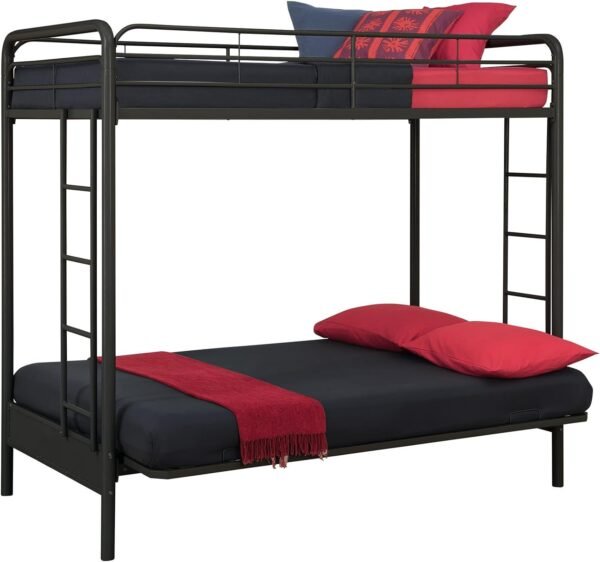 DHP Sammie Twin over Futon Metal Bunk Bed, Black - Image 5