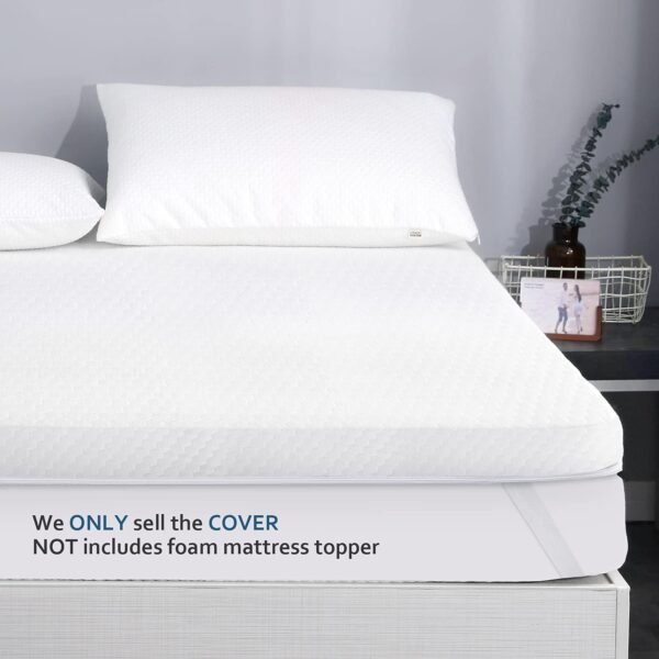 Twin XL Mattress Topper Cover 3-4 Inch, Removable Viscose Made from Bamboo Zippered Cover for Latex Mattress Topper, Twin Extra Long Mattress Topper Protector with Straps - Image 6