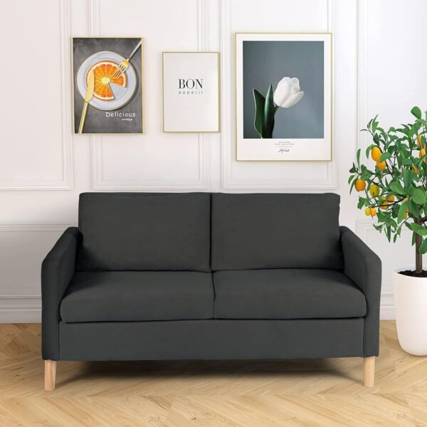 TYBOATLE 55" Modern Fabric Loveseat Sofa with 2 USB Charging Ports, Love Seats Furniture Suitable for Small Spaces, Living Room, Office, Soft Couch Easy to Install (Dark Grey) - Image 9