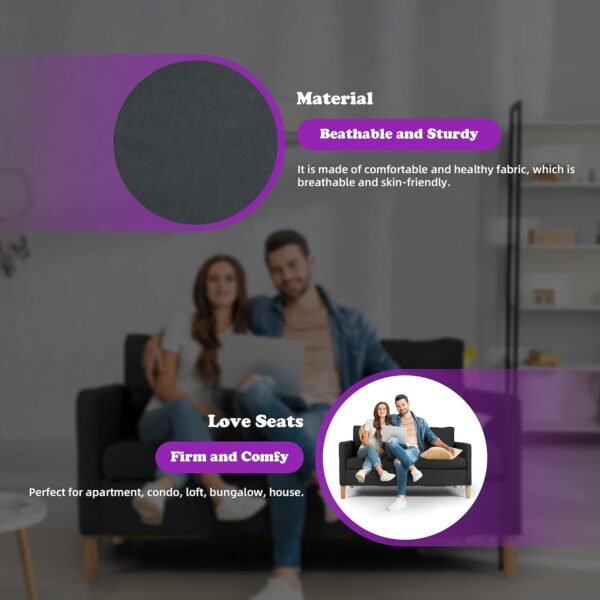TYBOATLE 55" Modern Fabric Loveseat Sofa with 2 USB Charging Ports, Love Seats Furniture Suitable for Small Spaces, Living Room, Office, Soft Couch Easy to Install (Dark Grey) - Image 6