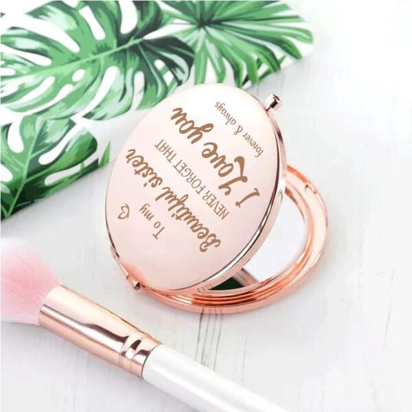 Sister Valentine's Day Funny Gifts for Sister from Sister, Graduation Gifts for Her Sister Friends, for Big Sister in Law, Dorm Decor for College Girls - Rose Gold Compact Mirror - Image 5