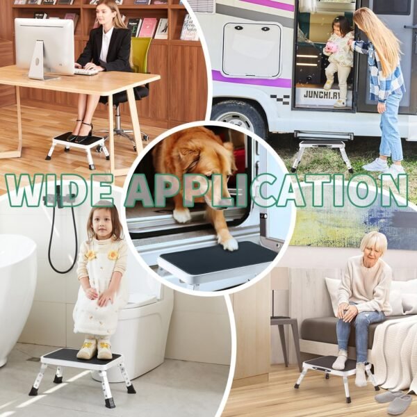 Adjustable Folding One Step Stools for Adults, Heavy Duty Metal Step Stool for Kids/Seniors, Foldable Camper/RV Step Stool, Portable Small Stepping Stool for College Dorm Bed/Kitchen/Car by OOSOFITT - Image 8