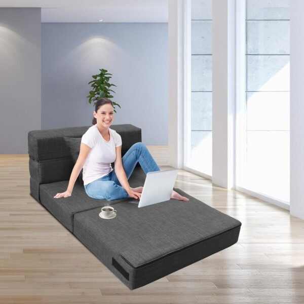 Convertible Sleeper Chair Bed with Pillow Memory Foam Fold Sofa Bed Couch Futon Lazy for Living Room/Home Office/Guest Beds/Apartment/Upstairs Loft,Twin Size,Dark Gray - Image 2