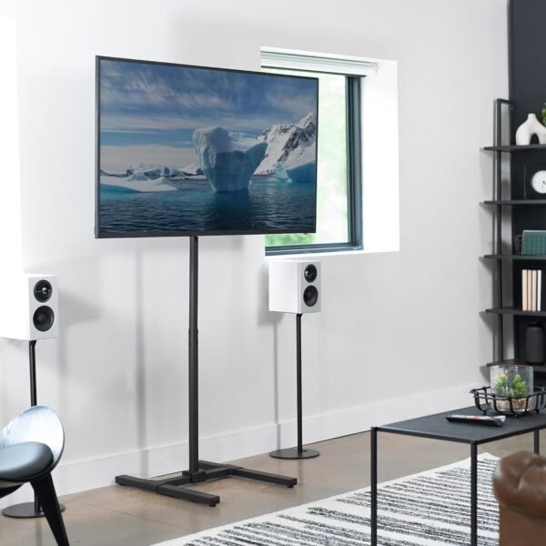VIVO Extra Tall TV Floor Stand for 13 to 65 inch Screens up to 44 lbs, LCD LED OLED 4K Smart Flat, Curved Monitor Panels, Max VESA 400x400, Tall Pole for Treadmills and Ellipticals, Black, STAND-TV18 - Image 8