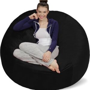 Sofa Sack – Plush Ultra Soft Bean Bag Chairs for Kids, Teens, Adults – Memory Foam Beanless Bag Chair with Microsuede Cover – Foam Filled Furniture for Dorm Room – Black 5′