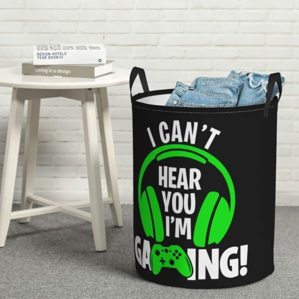 Headphones And Gamepad Round Laundry Hamper Storage Basket Toys Clothes Organizer Bin For Home Bathroom Bedroom Dorm Nursery, 38L - Image 8
