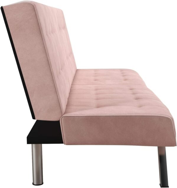 DHP Emily Futon With Chrome Legs, Pink Velvet - Image 7
