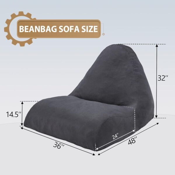 Homguava Bean Bag Chair Sofa Memory Foam Pre-filled Bean Bag Chairs Stuffed Beanbag Sofa Lazy Bean Bag Sofa for Adults, Bean Bag Couch for Gaming, Reading & Relaxing(Linen, Dark Grey) - Image 2