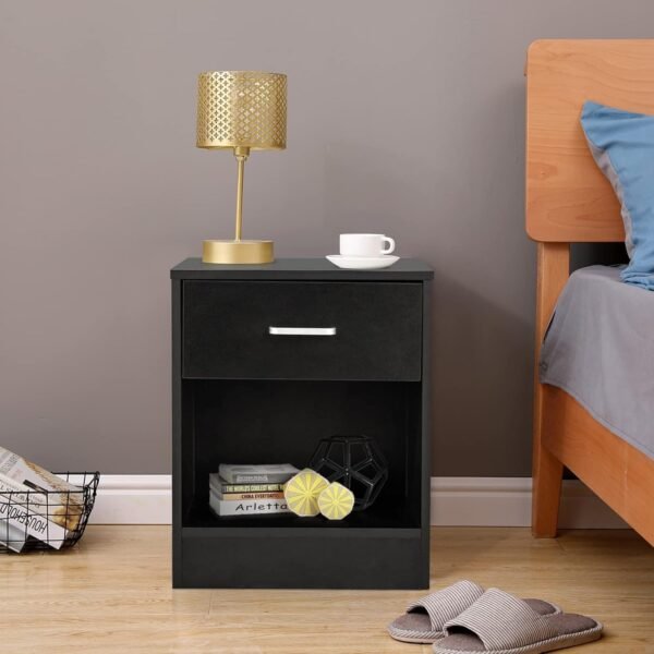 Nightstand Set of 2, End Table with 1 Drawers, Bed Side Table/Night Stand for Bedroom, Small Spaces, College Dorm, Kids’ Room, Living Room, Wood, 16W x 12D x 20H - Image 2