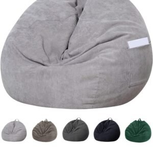 Stuffed Animal Storage Bean Bag Chair Cover (No Filler) for Kids and Adults.Soft Premium Corduroy Stuffable Beanbag for Organizing Children Plush Toys or Memory Foam Extra Large 300L (Grey)