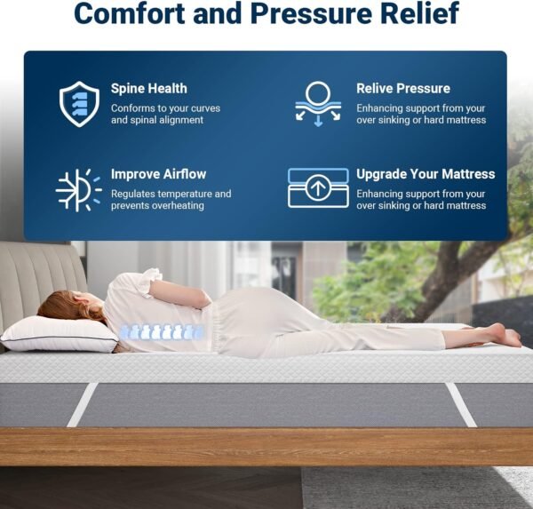 Twin Mattress Topper, Avenco Twin Mattress Topper Memory Foam, 4 Inch Mattress Topper Twin with Removable Cover for College Dorm, Reversible Medium Firm, Comfort CertiPUR-US Foam, White, (T4FM10) - Image 4