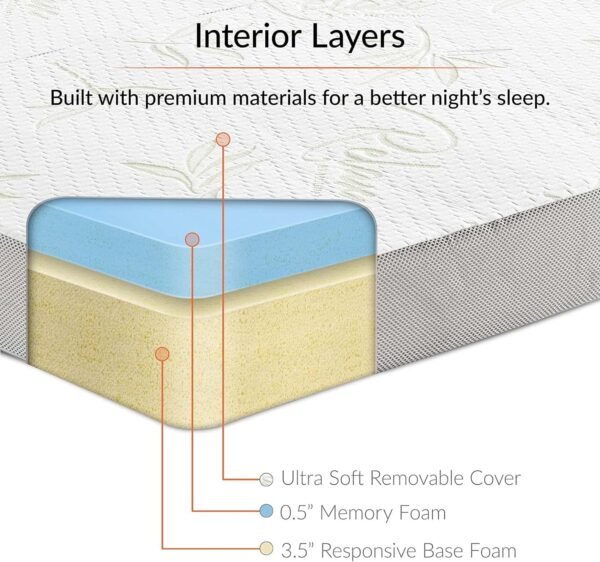 Modway 4” Relax Twin XL Tri-Fold Mattress Topper CertiPUR-US Certified w/ Removable Cover (39"x80”) - Image 4