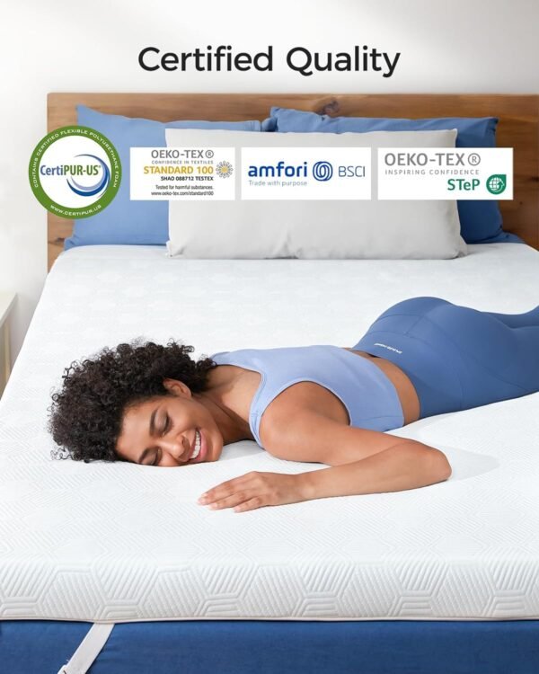 Dreamsmith Gel Memory Foam Mattress Topper, 3-Inch Twin XL, Breathable Pressure Relief Cooling Mattress Topper, Washable Cover with Elastic Straps & Non-Slip Bottom, CertiPUR-US Certified - Image 5