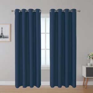 Fire Retardant Curtains for College Dorm Bedroom Room Divider Schools Hospital Navy Blue 52 x 108 2 Panels