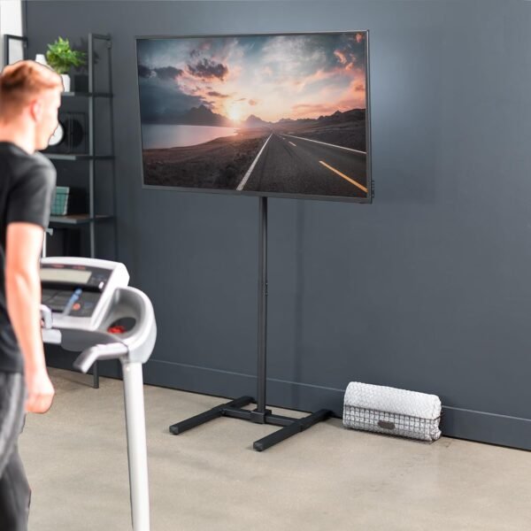 VIVO Extra Tall TV Floor Stand for 13 to 65 inch Screens up to 44 lbs, LCD LED OLED 4K Smart Flat, Curved Monitor Panels, Max VESA 400x400, Tall Pole for Treadmills and Ellipticals, Black, STAND-TV18 - Image 7