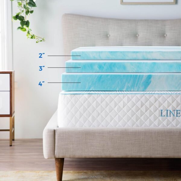 LINENSPA 3 Inch Gel Swirl Memory Foam Mattress Topper – Cooling Gel Infused – Pressure Relieving – CertiPUR Certified - Twin XL - Image 3