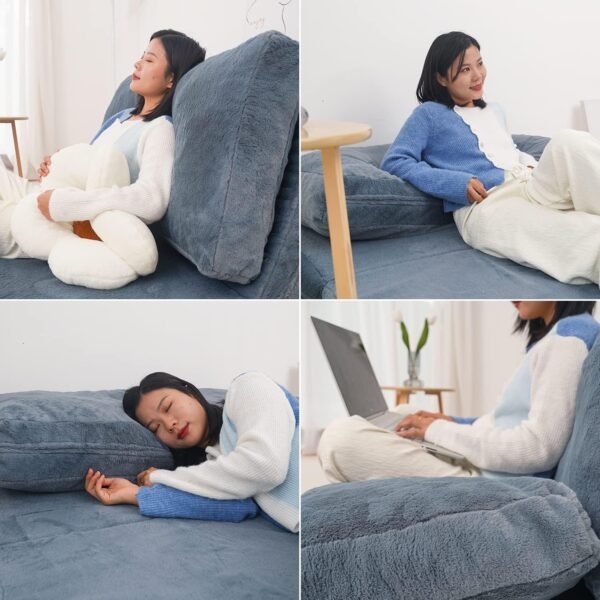 N&V Medium Folding Matress Sofa Bean Bag Bed, Foam Filling Folding Matress Sofa, Includes Removable and Machine Washable Cover, Soft Premium Faux Fur, Medium, Blue - Image 7