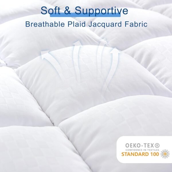 CHUN YI Twin XL Mattress Topper, Extra Thick Mattress Pad Cover for Back Pain, Plush Soft 1000 GSM Down Alternative Overfilled Pillow Top Mattress Topper with Elastic Deep Pocket - Image 3