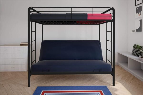 DHP Sammie Twin over Futon Metal Bunk Bed, Black - Image 7