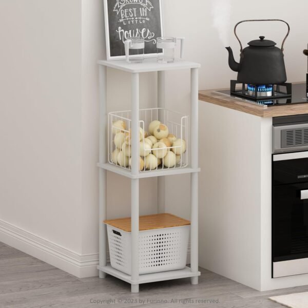 Furinno Turn-N-Tube Haydn End Side Night Stand/Bedside Table, 2-Pack, 2-Tiers, White/White - Image 4