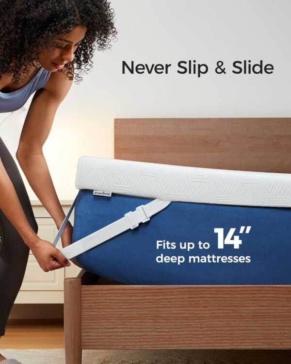 Dreamsmith Gel Memory Foam Mattress Topper, 3-Inch Twin XL, Breathable Pressure Relief Cooling Mattress Topper, Washable Cover with Elastic Straps & Non-Slip Bottom, CertiPUR-US Certified - Image 6