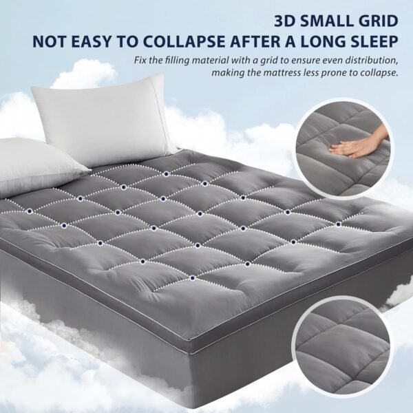 Homemate Mattress Pad Topper Twin XL - Cooling Pillow Top Quilted Fitted Mattress Pad Cover for Hot Sleepers - Mattress Pad Cover Plush Bed Topper Down Alternative Soft Mattress Protector for Back - Image 2