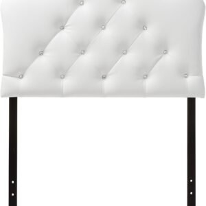 Baxton Studio Rita Modern and Contemporary White Faux Leather Upholstered Button-Tufted Scalloped Twin Size Headboard