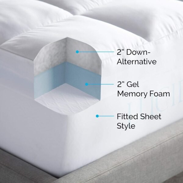 LUCID Down Alternative and Gel Memory Foam Mattress Topper, Twin XL, 4 Inch, Three Toppers in One - Image 5