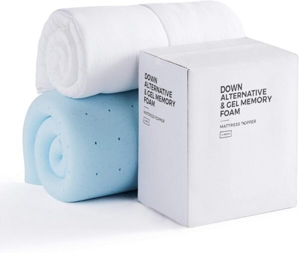 LUCID Down Alternative and Gel Memory Foam Mattress Topper, Twin XL, 4 Inch, Three Toppers in One - Image 6