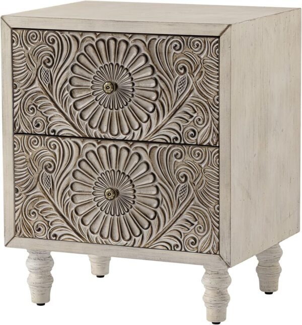 COSIEST Nightstand, 14" D x 18" W x 21.5" H MDF End Table with 2 Drawers, Vintage Style Wood Bedside Table, Bedroom Accessories for Home, Office, College Dorm - Image 7