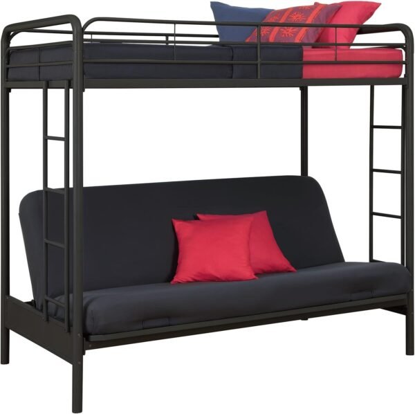 DHP Sammie Twin over Futon Metal Bunk Bed, Black - Image 4