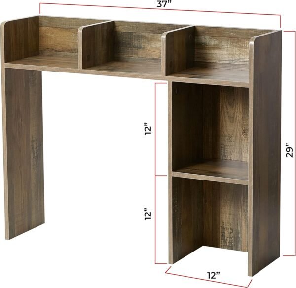 Classic Dorm Desk Bookshelf - Rustic - Image 3