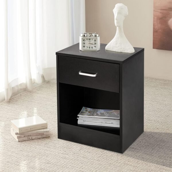 Nightstand Set of 2, End Table with 1 Drawers, Bed Side Table/Night Stand for Bedroom, Small Spaces, College Dorm, Kids’ Room, Living Room, Wood, 16W x 12D x 20H - Image 4