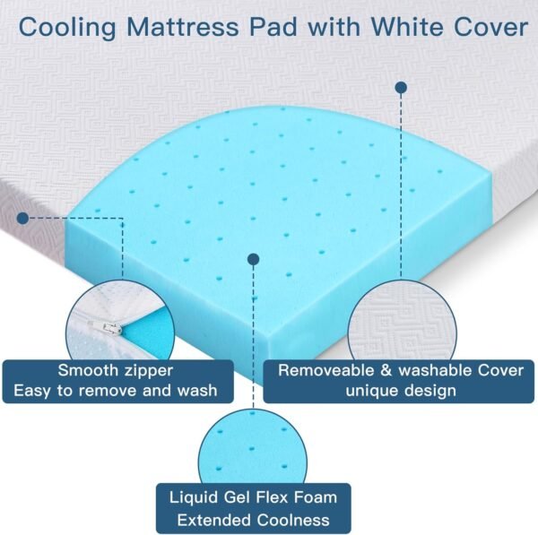3 Inch Memory Foam Mattress Topper,Cooling Gel Infused High Density Twin XL(39"x80") Topper with Removable Skin-friendly Cover,Bed Topper for Pressure Relief Back Pain, CertiPUR-US Certified - Image 4