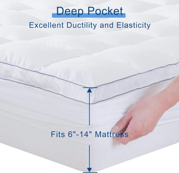 CHUN YI Twin XL Mattress Topper, Extra Thick Mattress Pad Cover for Back Pain, Plush Soft 1000 GSM Down Alternative Overfilled Pillow Top Mattress Topper with Elastic Deep Pocket - Image 4