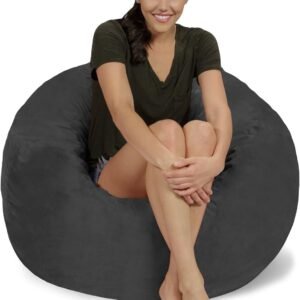 Chill Sack Memory Foam Bean Bag Chair, 3-Feet, Charcoal Micro Suede