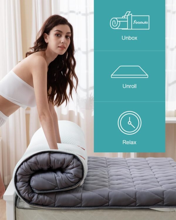 3 Inch Gel Cooling Memory Foam Mattress Topper Twin, Cool Mattress Pad with Removable Knitted Cotton Cover for Back Pain Pressure Relief, CertiPUR-US and OEKO-TEX Certified, Gray - Image 5