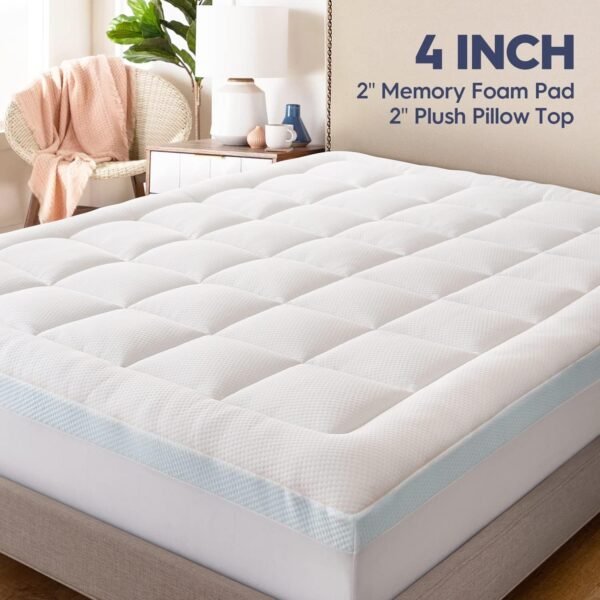 ELEMUSE Dual Layer 3 Inch Memory Foam Mattress Topper Queen Size, 2 Inch Cooling Gel Memory Foam Plus 1 Inch Down Alternative Pillowtop Mattress Pad, Viscose Made from Bamboo Cover, Comfort Support - Image 8