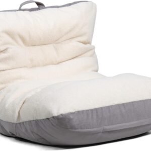 Big Joe Roma Bean Bag Chair, Oat Sherpa and Graphite, Vegan Suede, 3 feet