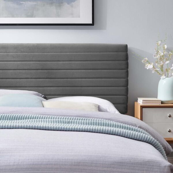 Modway Tranquil Upholstered Wood & Fabric Twin Headboard in Gray - Image 6