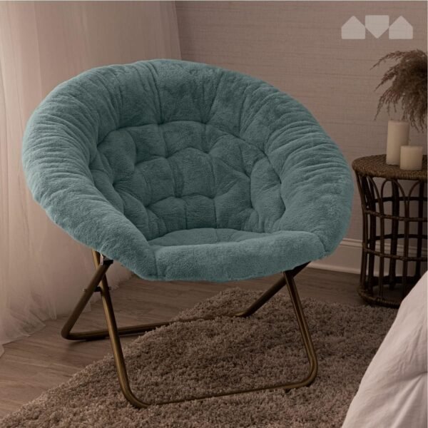 Milliard Cozy Chair/Faux Fur Saucer Chair for Bedroom/X-Large (Blue) - Image 7