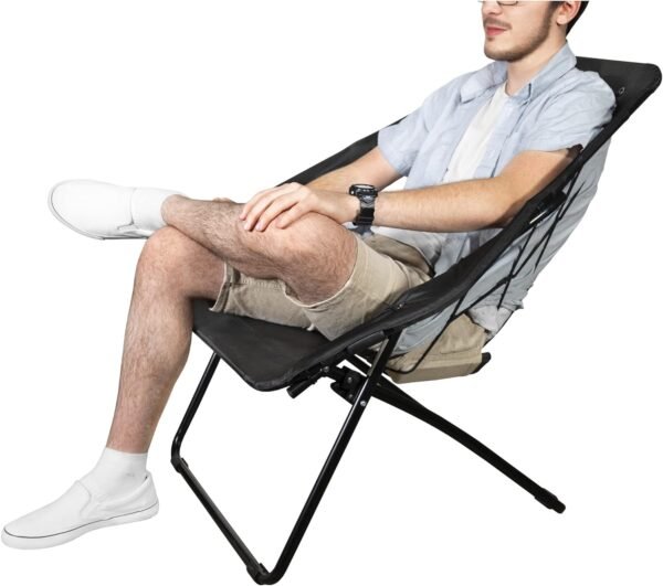 Zenithen Foldable Portable Black Hexagon Folding Bungee Chair, Perfect for Dorm Rooms, Bed Rooms, and Living Room, Use for Reading, Studying or Gaming, Black, 32" (Pack of 2) - Image 4