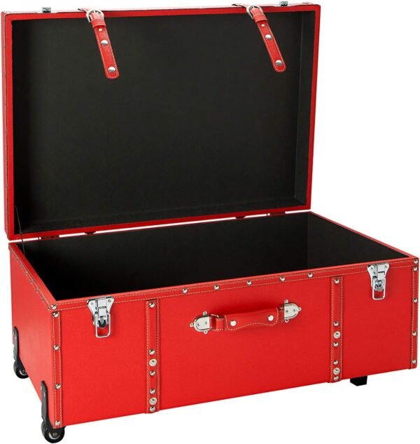 DormCo Texture® Brand Wheeled Storage Trunk - Red - Image 2