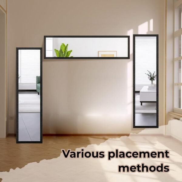 LFT HUIMEI2Y Door Mirror Full Length, Wall-Mounted Mirror Rectangle Tall with Engraving Frame for Bedroom, Living Room, Dressing Room, Black 50" x14" - Image 6