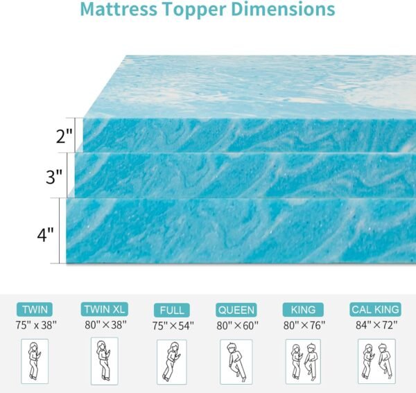 MUUEGM 3 Inch Memory Foam Mattress Topper Twin Size,Cooling Gel Infused Twin Mattress Pad for Back Pain Pressure Relief,Ventilated Soft Bed Topper for College Dorm Single Bed,CertiPUR-US Certified - Image 7