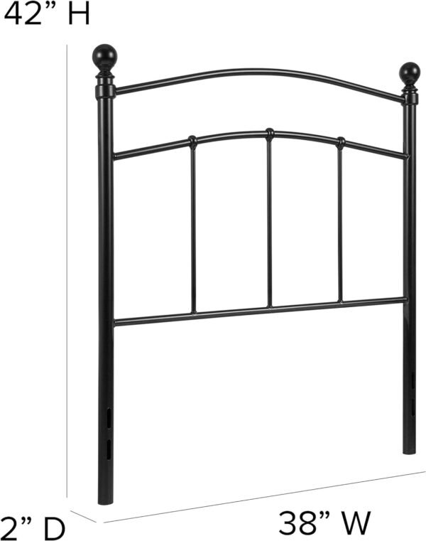 BizChair Decorative Black Metal Twin Size Headboard - Image 2