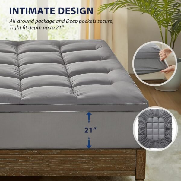 Homemate Mattress Pad Topper Twin XL - Cooling Pillow Top Quilted Fitted Mattress Pad Cover for Hot Sleepers - Mattress Pad Cover Plush Bed Topper Down Alternative Soft Mattress Protector for Back - Image 5