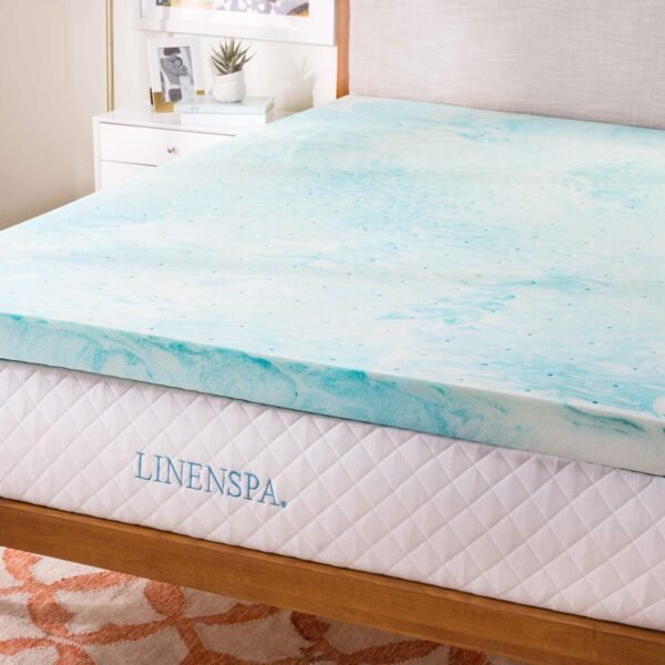 LINENSPA 3 Inch Gel Swirl Memory Foam Mattress Topper – Cooling Gel Infused – Pressure Relieving – CertiPUR Certified - Twin XL - Image 2