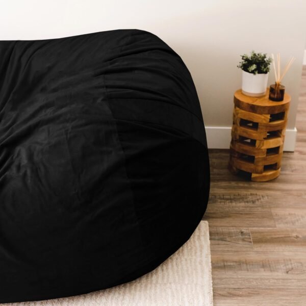 Big Joe Fuf XXL Foam Filled Bean Bag Chair with Removable Cover, Black Plush, Soft Polyester, 6 feet Giant, For adults - Image 9