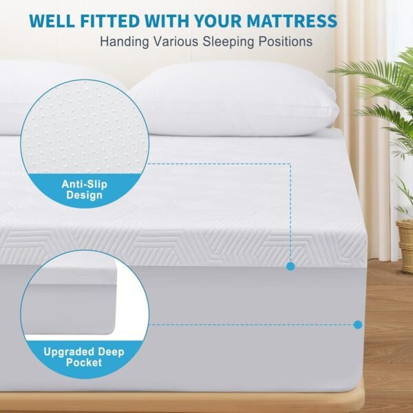 3 Inch Gel Memory Foam Mattress Topper Twin XL Size, High Density Memory Foam Mattress Pad Cover with 8-21" Deep Pocket for Pressure Relief, Pillow Top with Removable Viscose Made from Bamboo Cover - Image 5